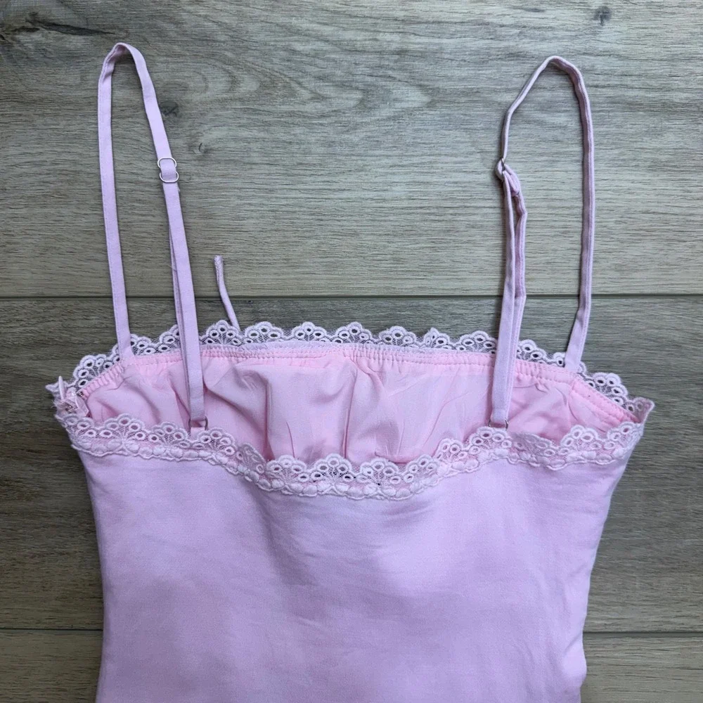 White Fox Boutique Pink Lace-Trim Bodycon Mini Dress - Picture 13 of 13